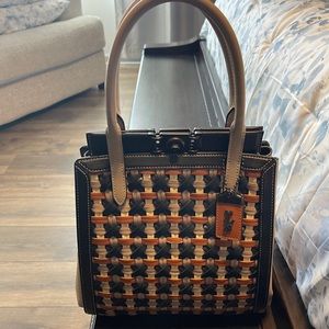 Coach bag! Great fall bag - navy, orange & beige. Lightly used.